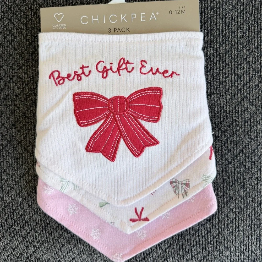 Chick Pea Red and Pink Bandana Bibs - 3 Pack- 0-12 months -NWT